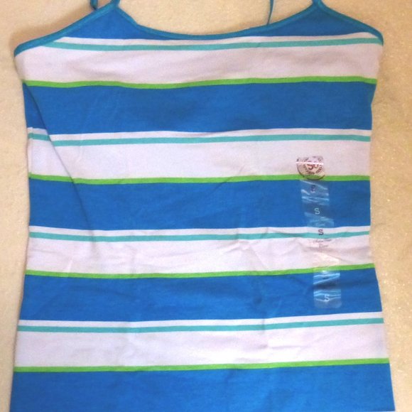 American Heritage Shell / Cami Sz Small NWT White Blues Greens Stretch - Picture 1 of 5